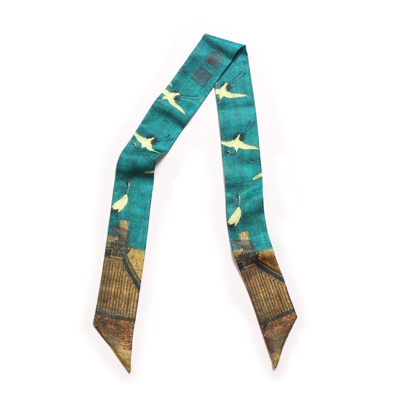 

Картина «Китайский ветер Жуйхэ», шелковый шарф с ручкой для сумки, декоративный шарф из саржи с маленькой лентой, женский шарф с ремешком