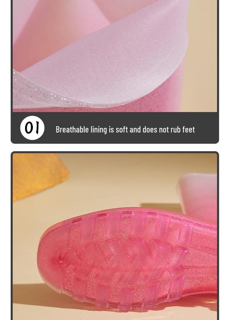 Dames Gradient Regenlaarzen, Middelhoge Schacht, Antislip, Waterdicht, Trendy Jelly Schoenen