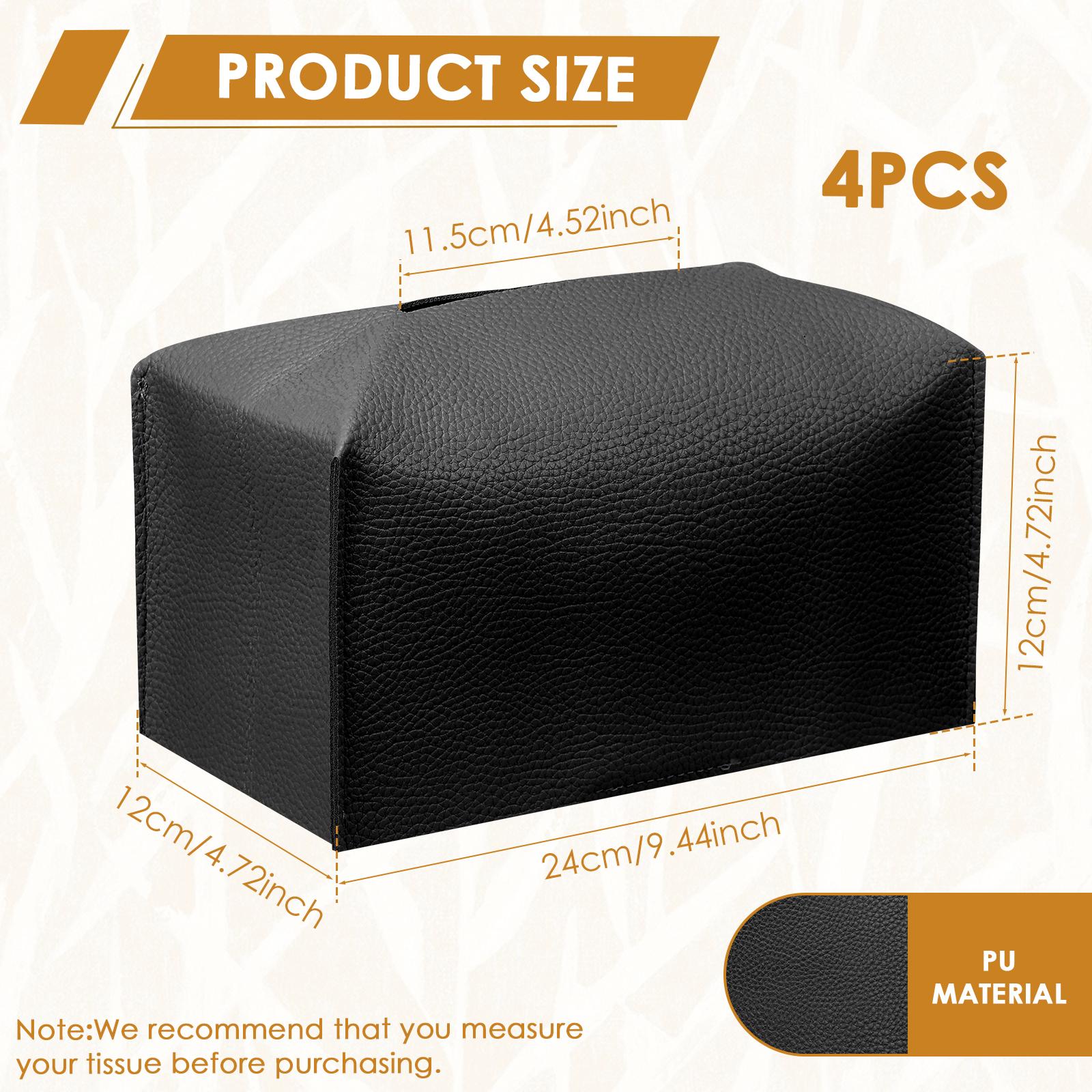 4Pcs Foldable Tissue Box Cover Portable Rectangular Tissue Box Holder with Bottom Belt Facial Tissue Box Cover for Home Office