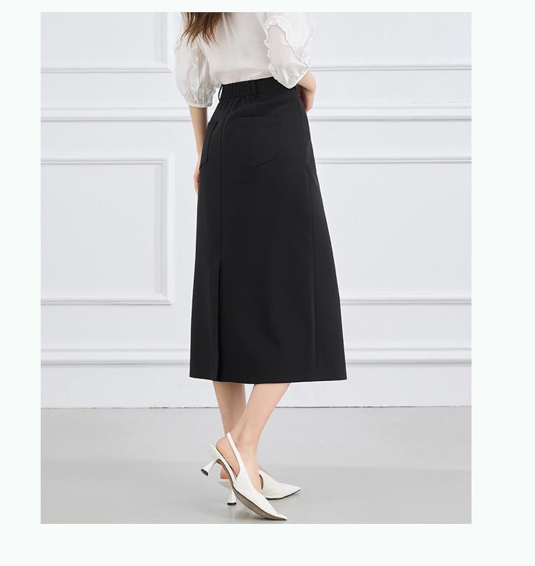 Half Length Skirt: Summer High Waist Slimming A-line Skirt Temperament Commuting Half Length Skirt for Women