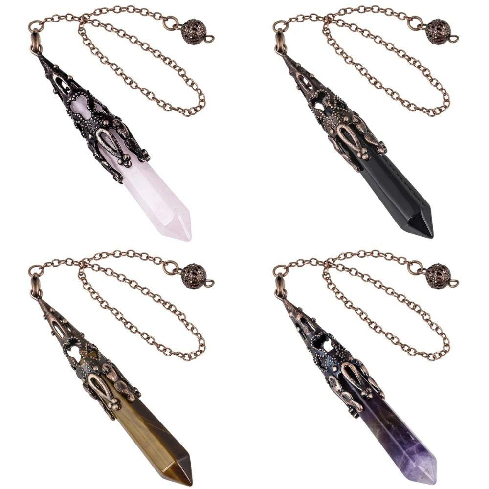Energy Crystal Pendulum Spiritual Gem Stone Pendant Retro Reiki Pendulum  Dowsing