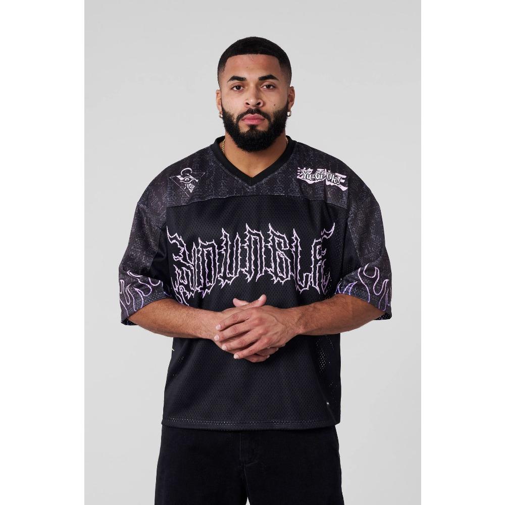 Young American oversized T-shirt summer new casual sports fitness quick drying breathable printed large mesh short sleeved shirt