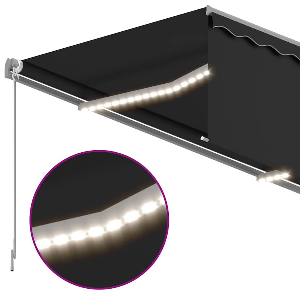 Manual Retractable Awning with Roller Blind & LED Lights 4.5 x 3 m Anthracite