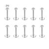 ZS 10 Pcs/lot Gold Color 16/18G Stainless Steel Labret Lip Piercing Men CZ Crystal Ear Cartilage Tragus Helix Piercings 6/8/10MM