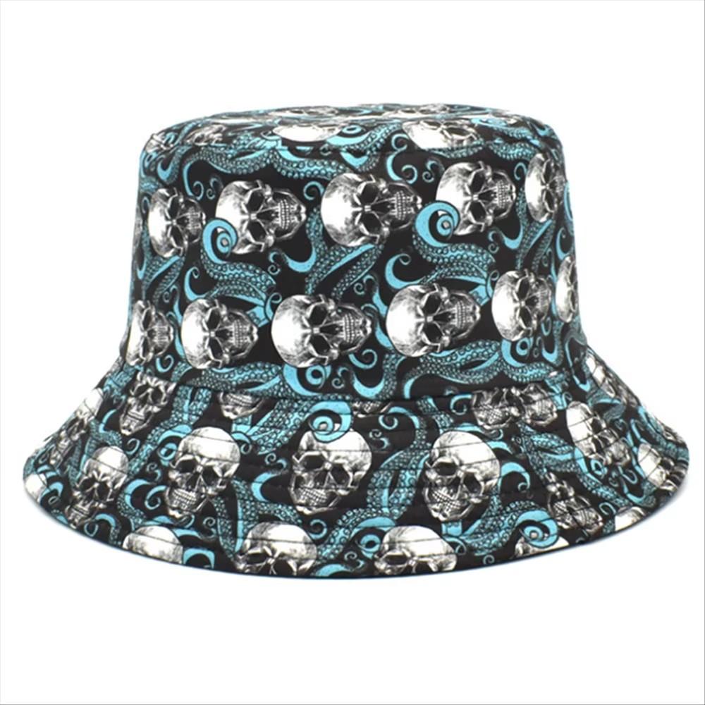 Skull Graffiti Unisex Bucket Hat Uv Protection Foldable Outdoor Sun Fisherman Cap For Men And Women