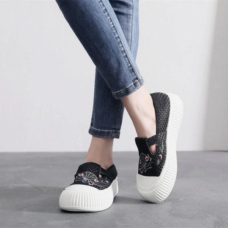 Fashion Embroidery Slip On Woman Footwear Sale Designer Luxury Light Walking Comfortable and Elegant Offers Deals New In Shoes for Women
