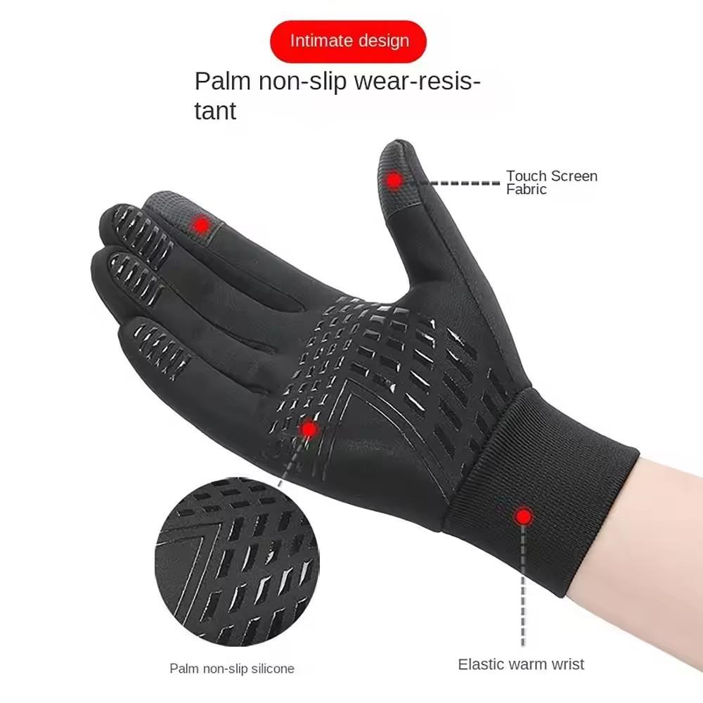 Winter Outdoor Warm Waterproof Gloves Unisex Inner Silicone Anti Slip Outdoor Cycling Touch Screen Compatible Full Finger Gloves
