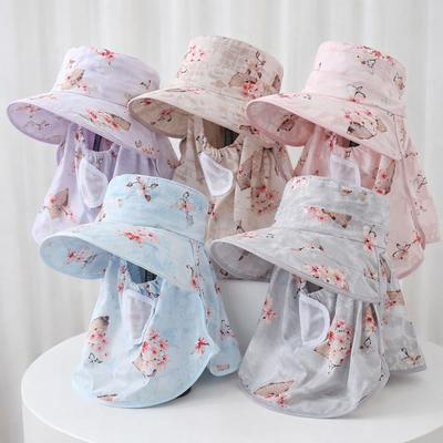 UV Protection Tea Picking Work Hat Breathable Fisherman's Hat Face Mask Sun Hat  Summer Outdoor