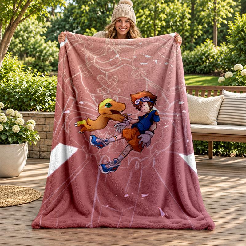 Digimon blanket Flannel Blanket Soft Cozy Plush Throw for Sofa Bed Lightweight Home Decoration Gifts for Christmas various holidays