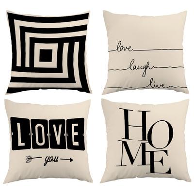 Unique Pillow Covers: Love, Home, and Geometric Designs Sofa Cushion Cover Home Room Decoration 2D Flat Printing