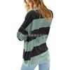 Women's Oversized Striped Shirt Half Zip Sweatshirt Patchwork V Neck Top Casual Loose Pullover