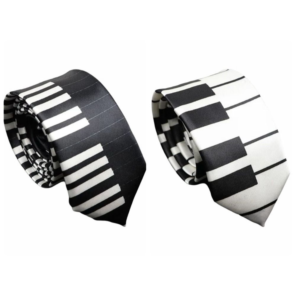 Skinny Men Tie Black Music Tie Classic Piano Necktie Men