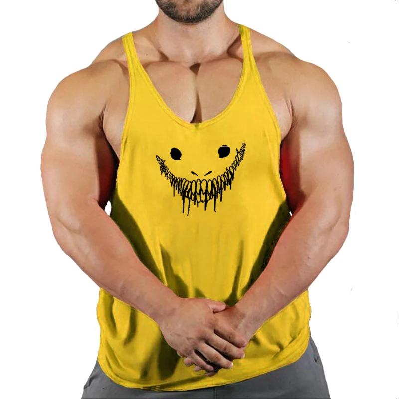 Muscle Top Fitness Men Cotton Tanktop Gym Stringer Sleeveless Shirt Male Workout Tank Bodybuilding Vest Running Clothes
