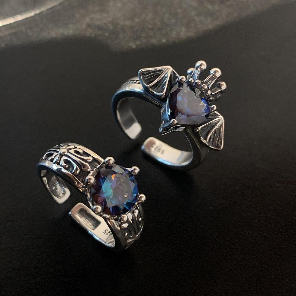 New Arrival Retro Crown Devil Shiny CZ Zircon Star Thai Silver Female Party Ring  For Women Never Fade Cheap Gifts