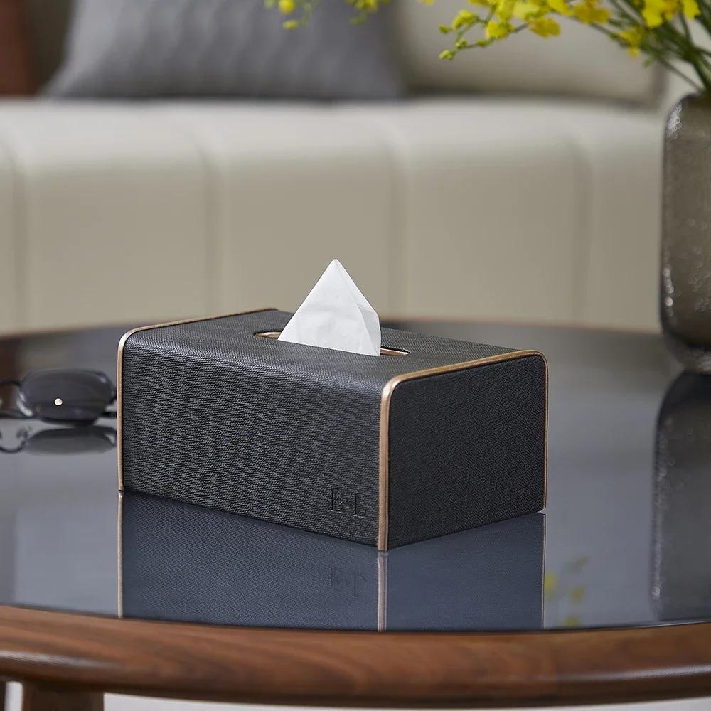 New Leather Living Room Hotel Office Car Paper Case Square Rectangle Storage Bag Organizer Boxes Decorative Tissue Box Holder