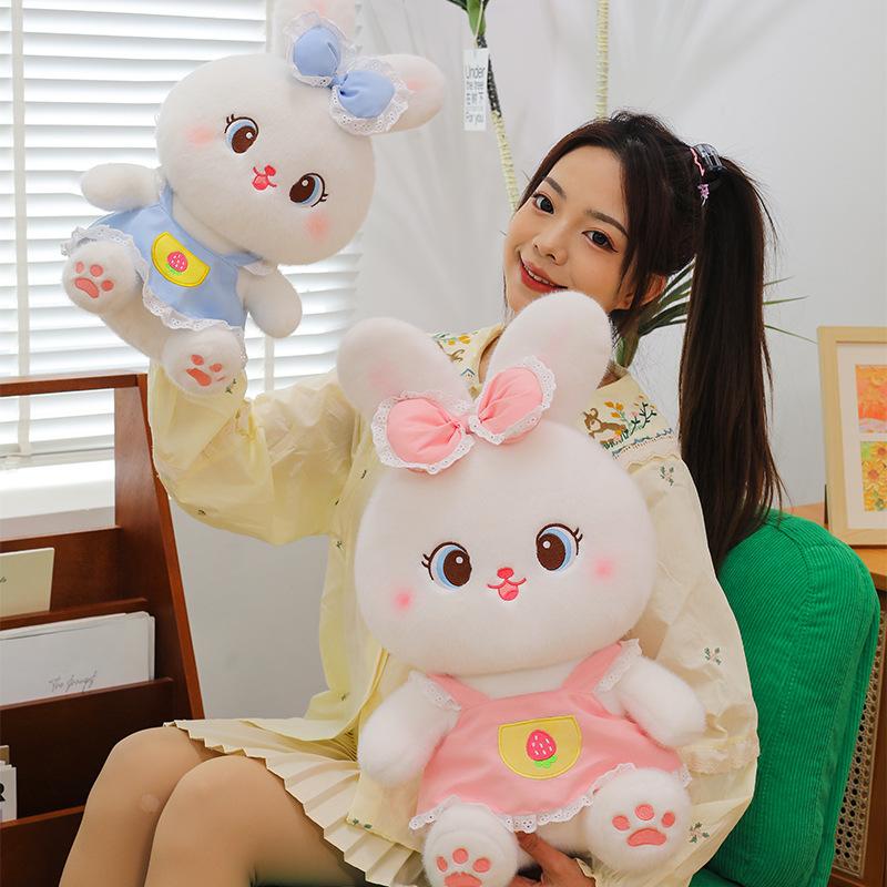 New Strawberry Skirt Rabbit Plush Toy Cute Couple Bunny Doll Doll Large Size Rabbit Doll Pillow Gift