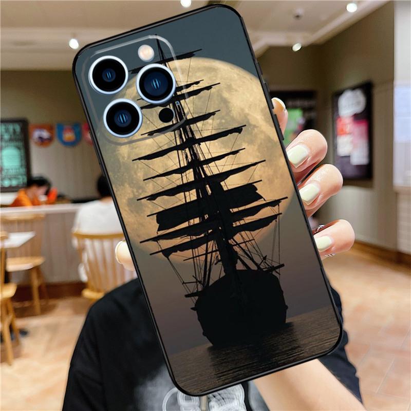 

Sailing Pirate Ship Boat Case For iPhone 17 Pro Max 16 15 14 11 12 13 Mini Plus 16e 17 Air Bumper Cover Accessories iPhone 15 Plus