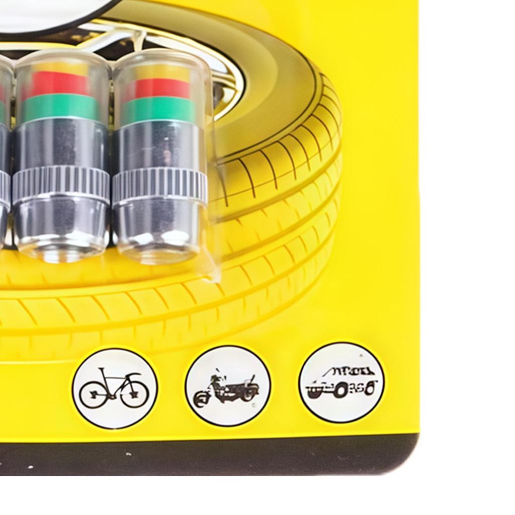 Tire Pressure Valve Caps 4 Pieces Sensor Alert Tire Pressure Gauge Valve Caps For Long-Distance Travel Motorcycle Truck SUV