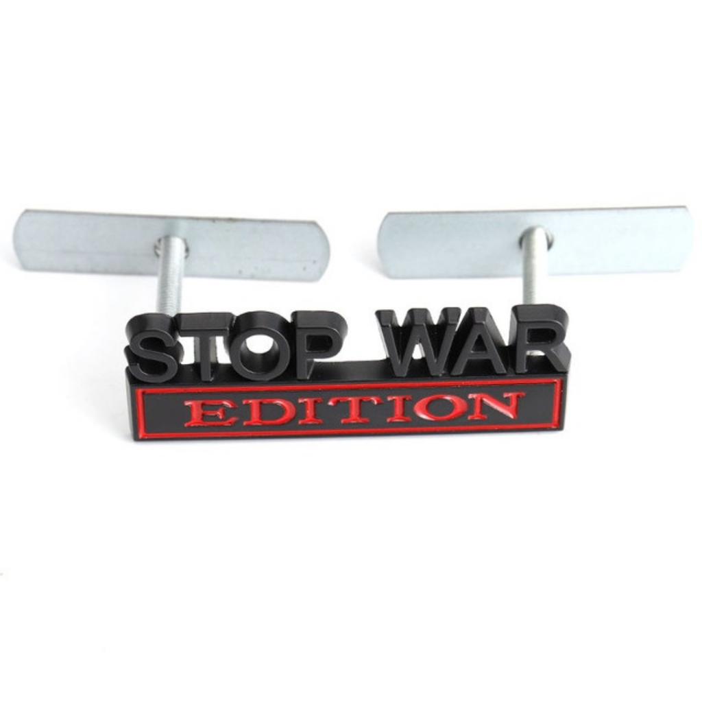 1Pc 3D Metal Stop War Edition Logo Car Front Grille Badge Side Fender Rear Trunk Emblem Sticker Decal