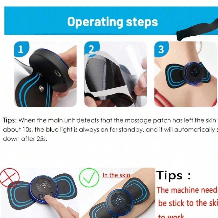 LCD Display EMS Neck Massager Electric Neck & Back Massage Pad, 8 Modes Pulse Muscle Stimulator Portable