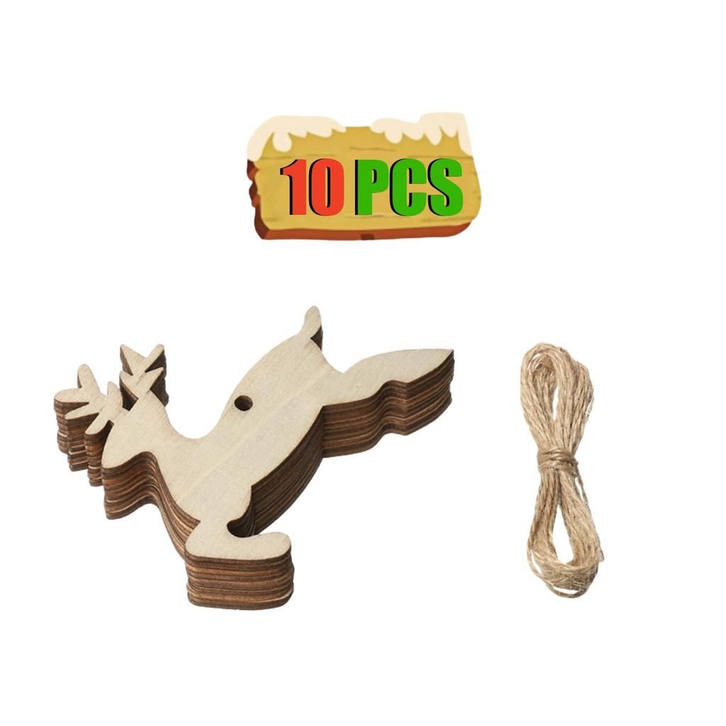 10-50Pcs Wooden Christmas Ornaments Unfinished Wood Slices with Holes Wooden Blanks Pendants for Kid DIY Craft Christmas Tree De