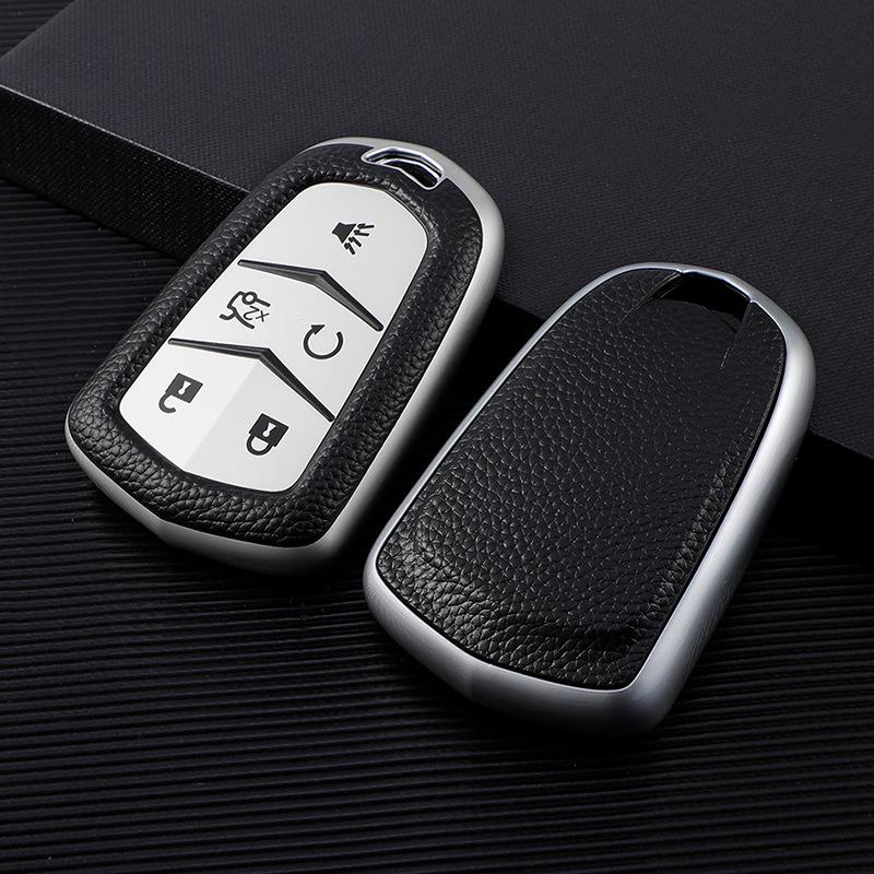 Cadillac Key Case for XT5, CT5, XT4, XTS, ATSL, CT6, XT6, CT4 - Leather Texture Shell with Buckle
