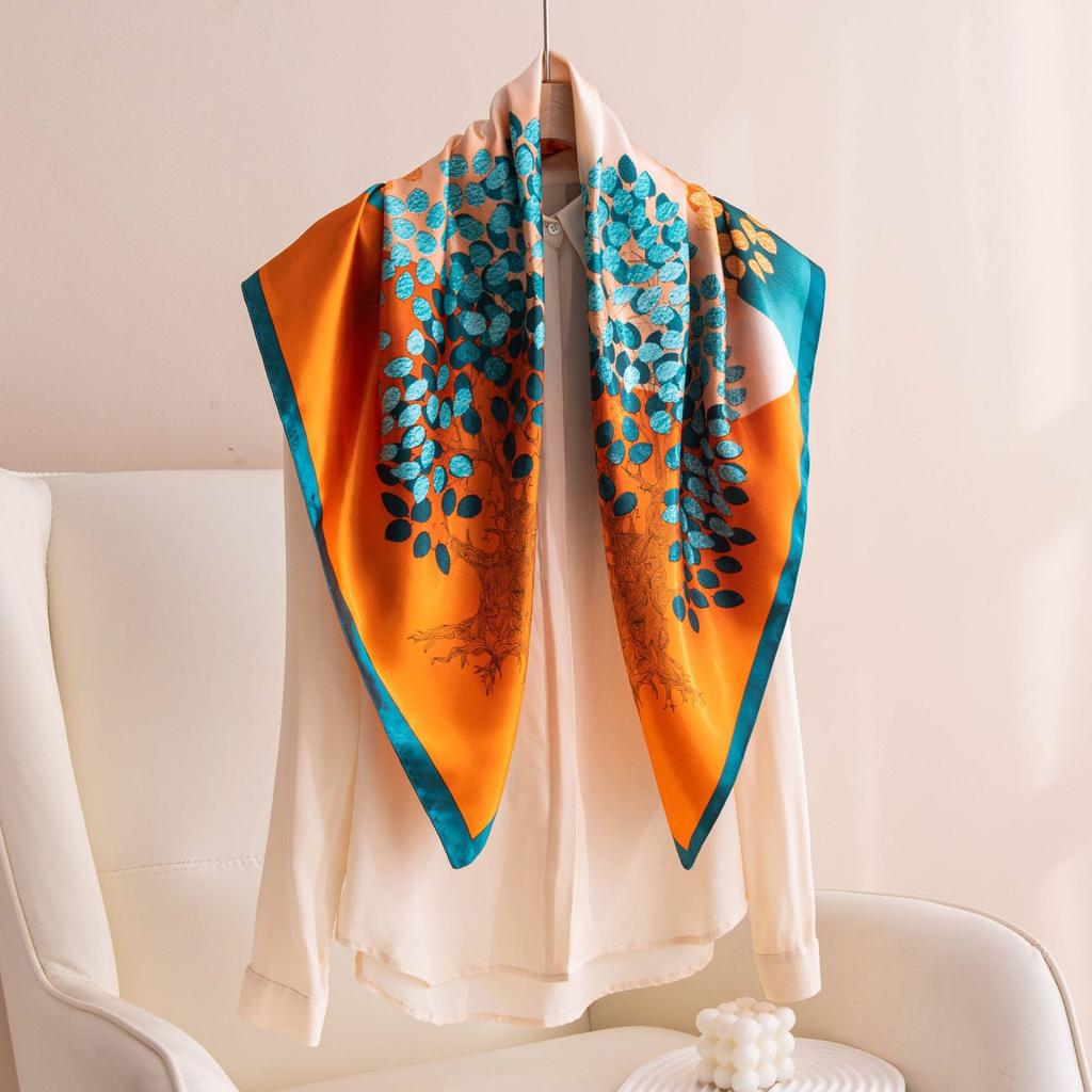 2026 new product imitation silk scarf spring and summer thin printed square scarf high sense fashion versatile going out shawl