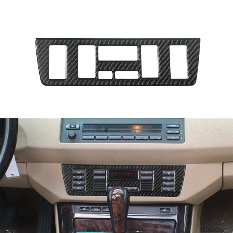 Carbon Fiber Car Center Console Air Conditioning CD Gear Control Panel Trim Cover Sticker For BMW X5 2000-2006 Car Accessories