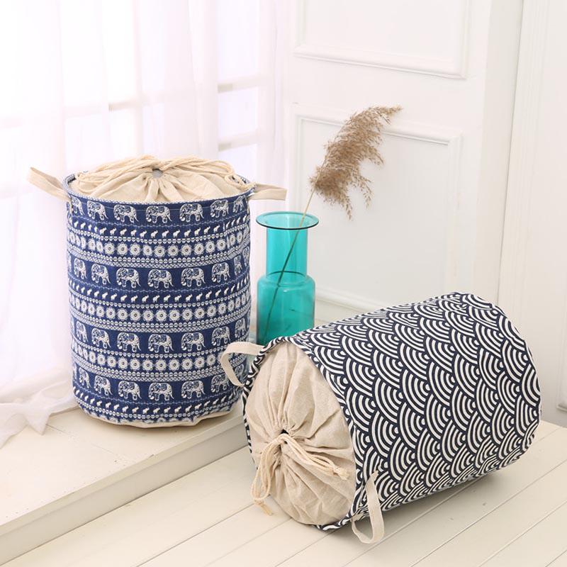 Foldable Laundry Basket,Household Plaid Fabric Cotton Linen Dirty Clothes Basket With Handle,Clothing Washing Organizer