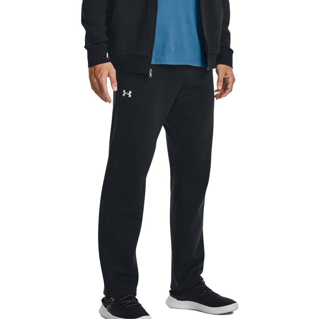 Under Armour Rival Fleece Pants With Logo Print Men Bottoms Black 1379868-001