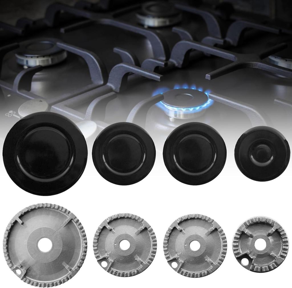 Universal Cooker Hat Set, Oven Gas Stovetop Flame Cap Set Cover, Fits Most Stove Knobs, Cover Kit, Quality Metal Stove Knobs 4pc