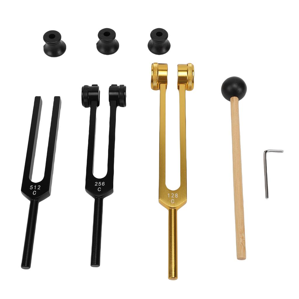 128Hz 256Hz 512Hz Aluminiumlegierung Stimmgabel Set mit Basis für Chakra-Ausgleich Yoga Meditation