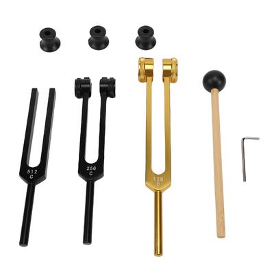 128Hz 256Hz 512Hz Aluminum Alloy Tuning Forks Set with Base for Chakra Balancing Yoga Meditation