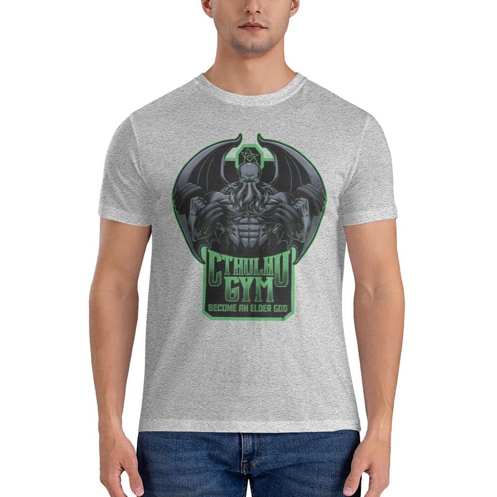 Cthulhu Gym T Shirt For Unisex Pure Cotton Vintage TShirts Round Collar Cthulhu Lovecraftian Horror Tees Short Sleeve Tops Gift