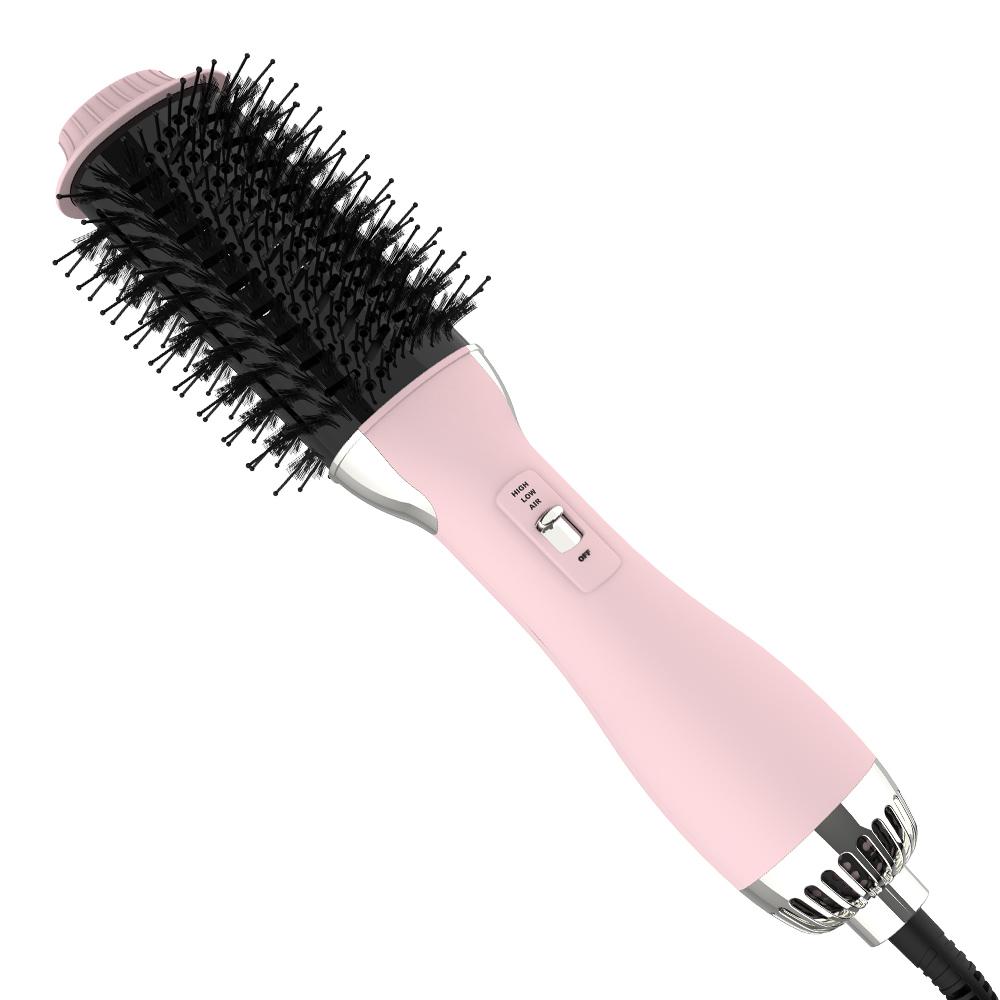 Electric Ionic Hair Dryer Brush Straightener Volumizer розовый