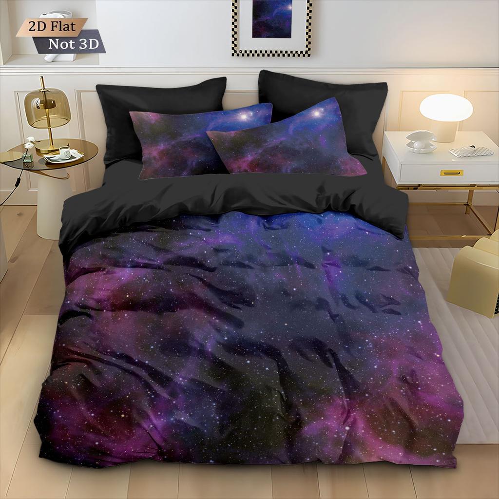 Space And Universe Quilt Cover 3D Printed Galactic Starry Sky Bedding Set Bedroom Decoration With Zipper Single Twins Large Size