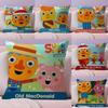 Cartoon Noodle  Pals Cushion Cover Natural Linen Organic Fabric DoubleSided Printing Sofa Home Decor Breathable Bed Pillow