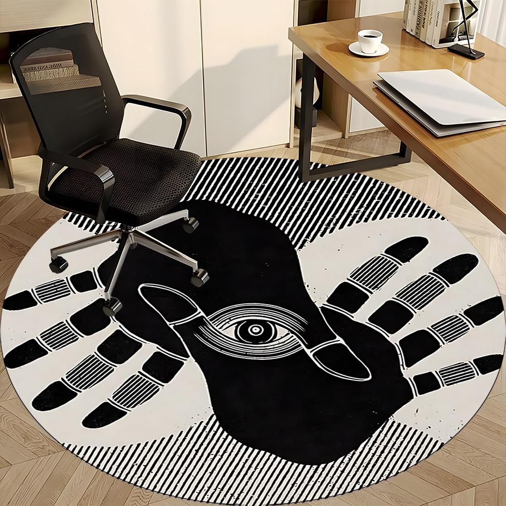 1pc Eyes Hands Office Round Area Rug, Indoor Mat Suitable For Office, Under Office Chairs Bedroom Living Room Home Decor, Room Deco