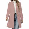 Women's Fashion Long-Line Slim-Fit Coat Solid-Colour Long-Sleeved Outerwear