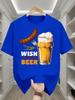 Unisex White Crew Neck Cotton T Shirt Wish You Were Beer Sausage Wheat Graphic Funny Drinking Party Short Sleeve Casual Daily Tops