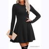 Women's Long Sleeve Ribbed Knit A-line Dress, Autumn 2025 Collection