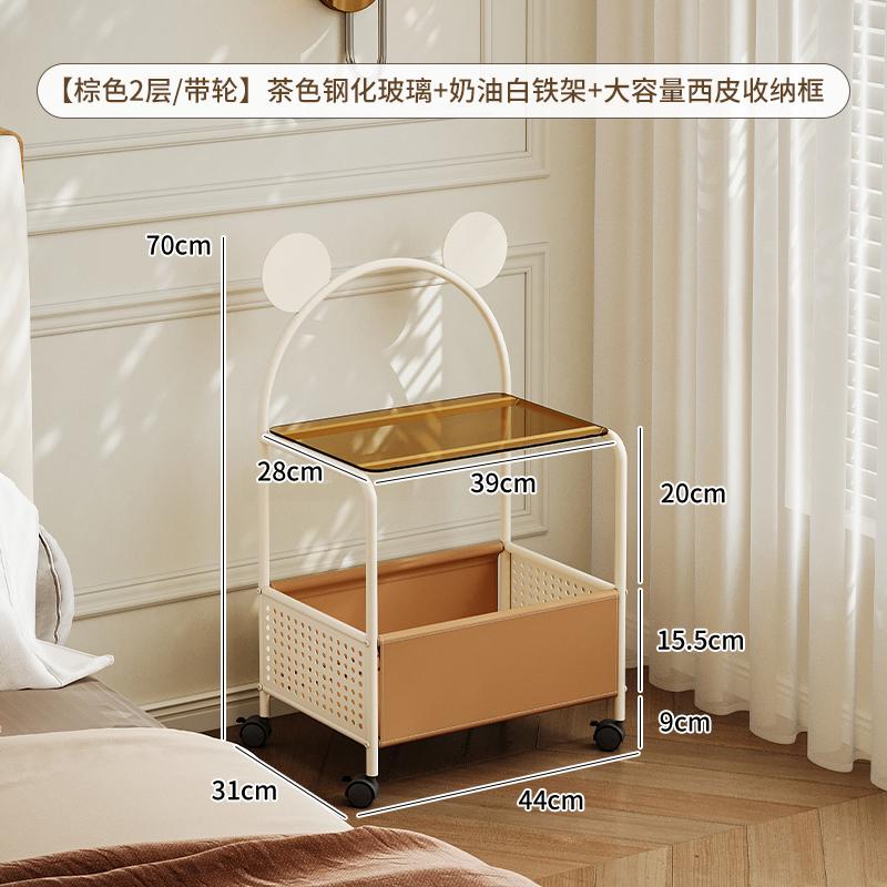

Mobile Rolling Cart,Modern End Table with Storagefor Living Room,Multifunctional Slim Organizer withWheels,Iron Frame Shelf Unit