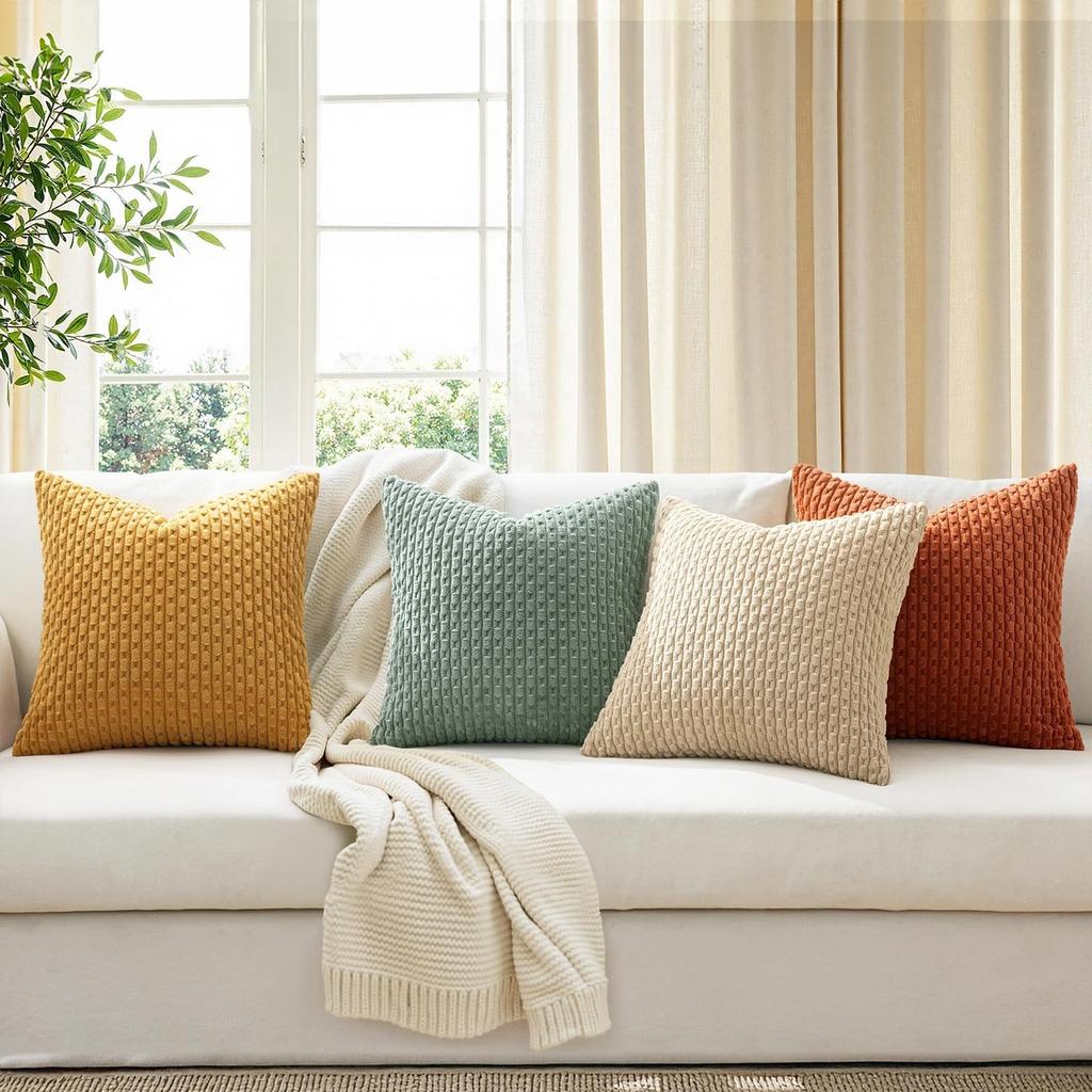 Türkis-Rost Akzent Kissenbezüge Weiche Sofa Dekorative Boho Gestreifte Kissenbezüge Cord Kissenbezug Bauernhaus Heimdekoration