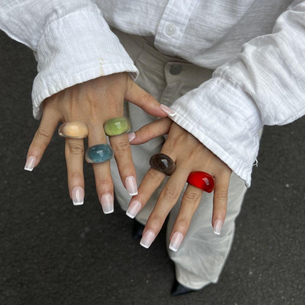 Smooth Vintage Resin Rings Big Size Boho Rings New Geometric Rings  Party Jewelry