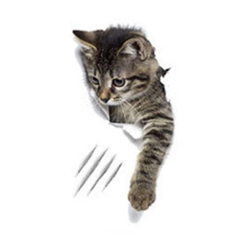 Модная 3D наклейка на туалет с котом — фото 16