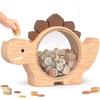 Wooden Dinosaur Piggy Bank for Kids Boys Cute Wood Dino Money Bank for Toddlers Saving Coin Jar Birthday Gift & Decor for Child