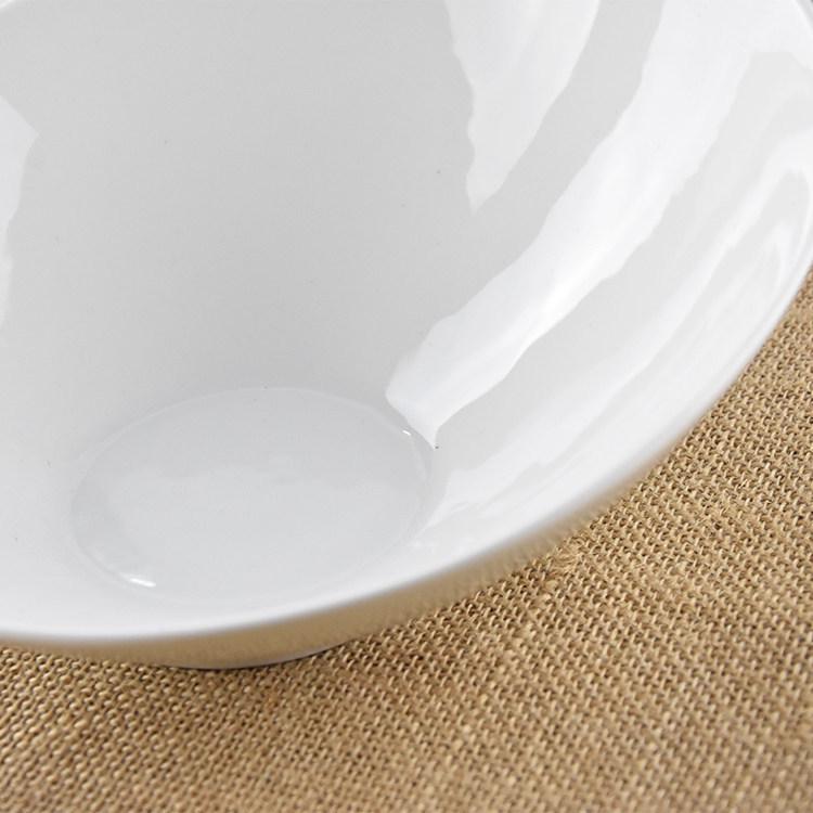 Creative Pure White Ceramic Multi-Purpose Bowl: Hot Pot, Salad, Soup, Pasta, Ramen, Slanted Rim Design.