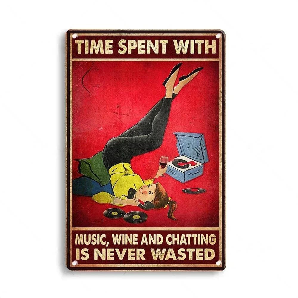 Vintage Rusty Vinyl Records Metal Aluminum Sign Retro Decorative Plate Classic Music Sign Home Studio Bar Man Cave Wall Decor