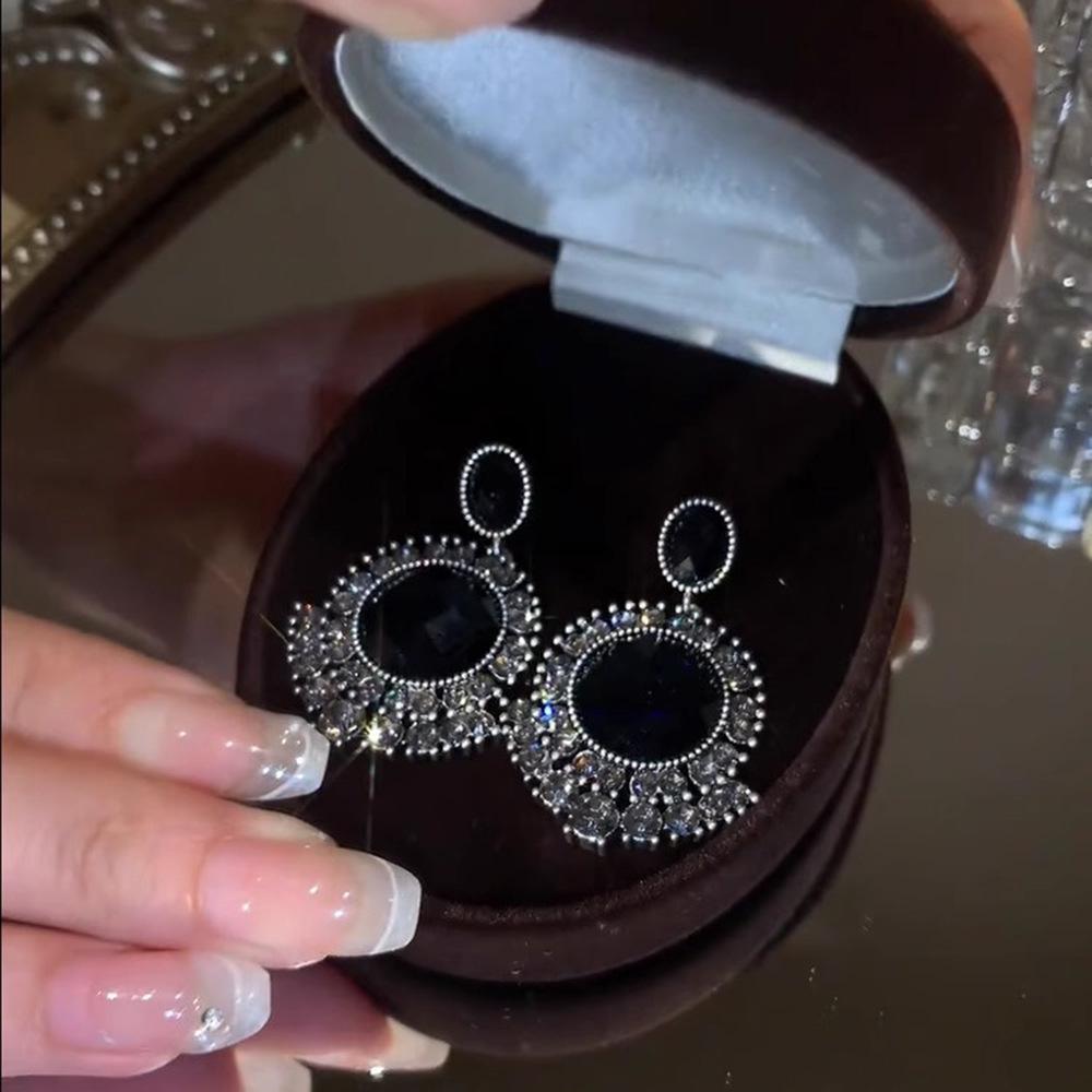 

Изысканные серьги в стиле ретро «Черный хрустальный дворец» - Высококлассный, модный дизайн серебряный