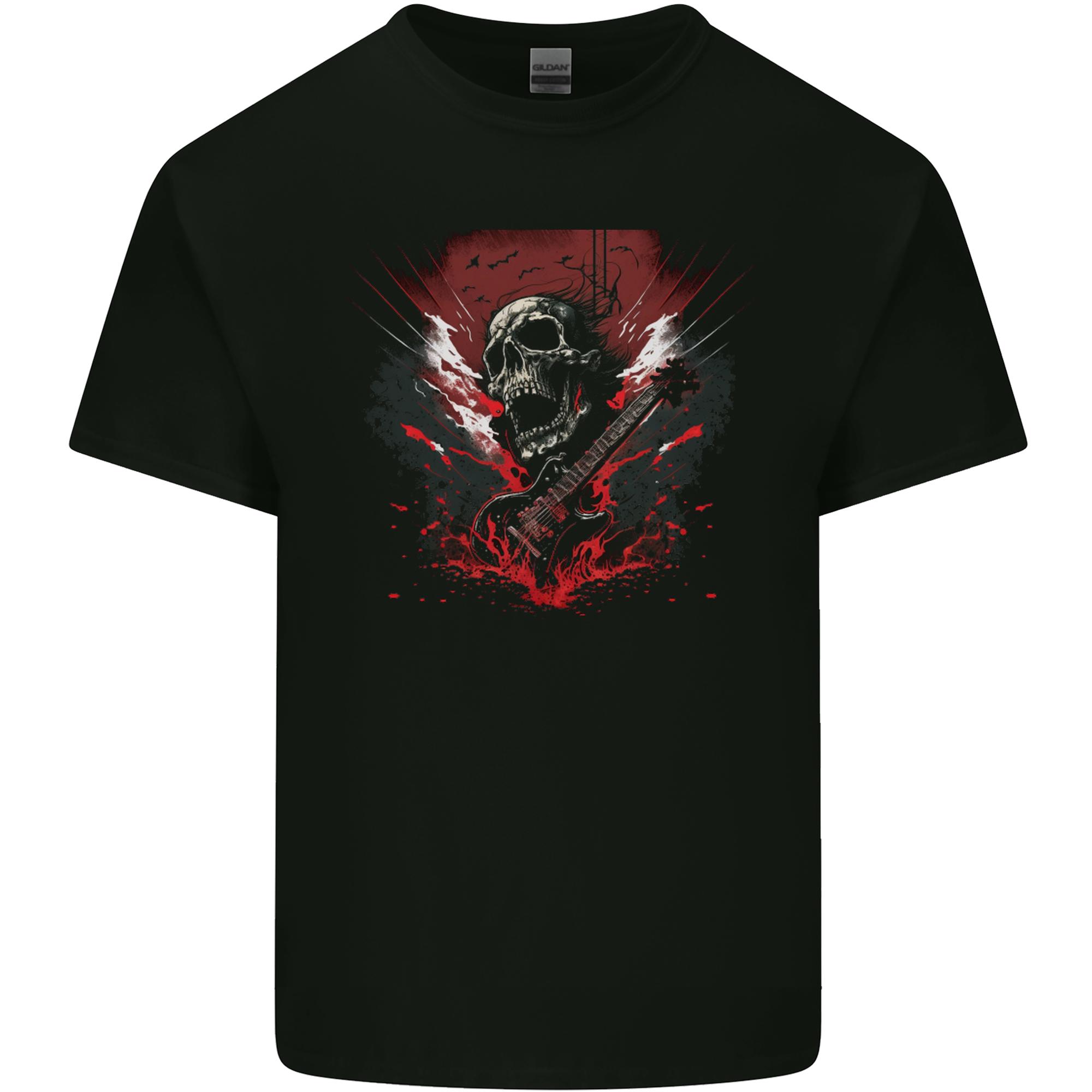 Electric Guitar Skull Heavy Metal Rock Music Unisexs Light Cotton TShirt S